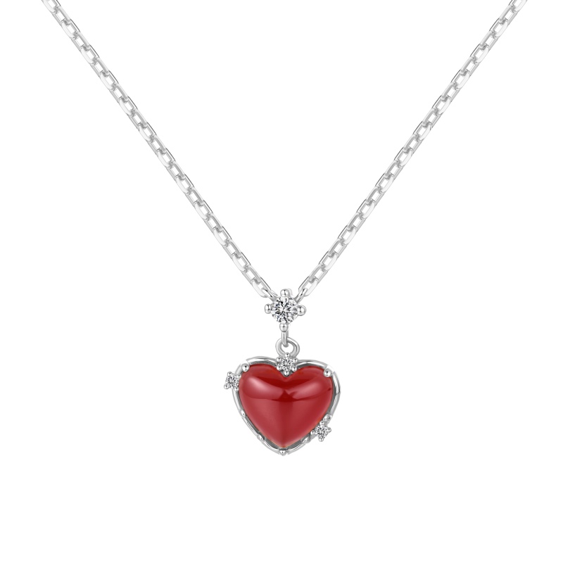 925 Sterling Silver Cubic Zirconia Heart Necklace