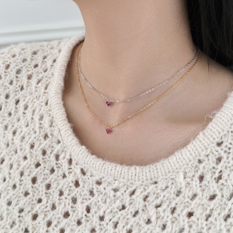 925 Sterling Silver 18K Gold Plated Cubic Zirconia Necklace