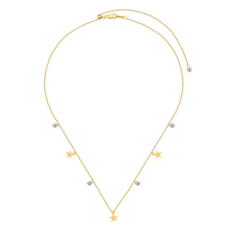 925 Sterling Silver 18K Gold Plated Cubic Zirconia Necklace