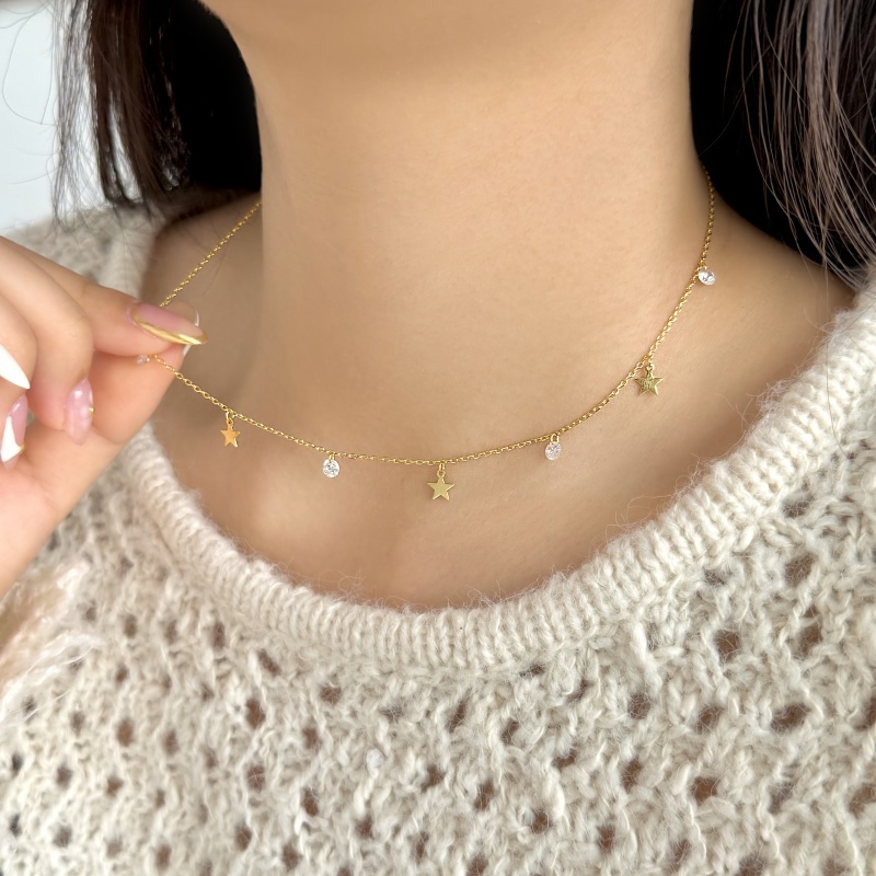 925 Sterling Silver 18K Gold Plated Cubic Zirconia Necklace - Image 2