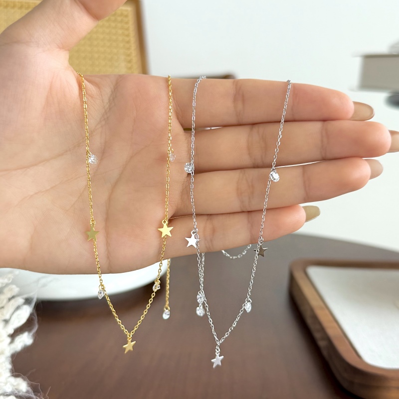 925 Sterling Silver 18K Gold Plated Cubic Zirconia Necklace - Image 3