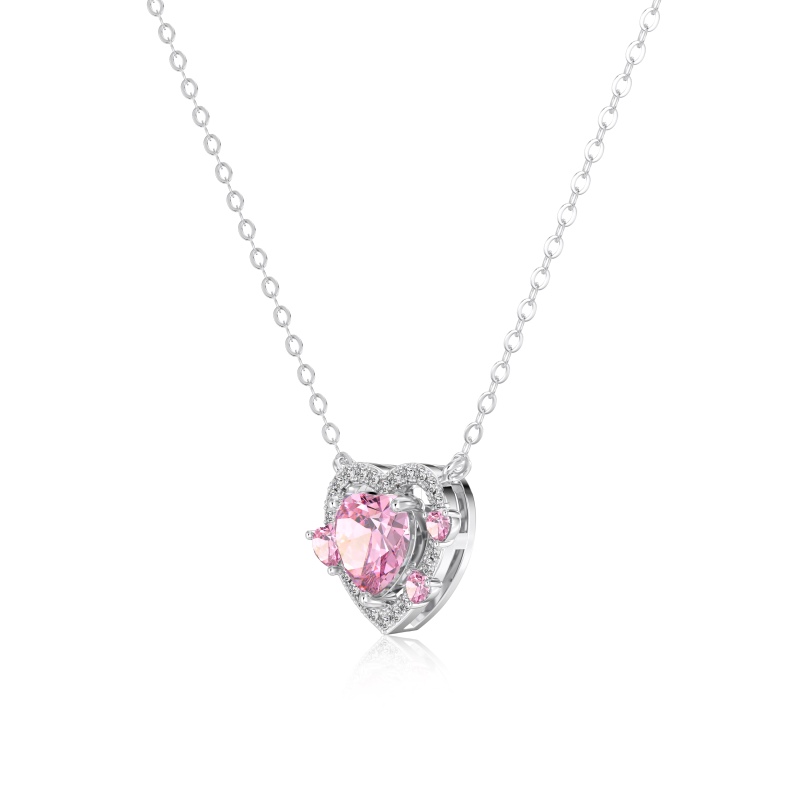 925 Sterling Silver Cubic Zirconia Heart Necklace