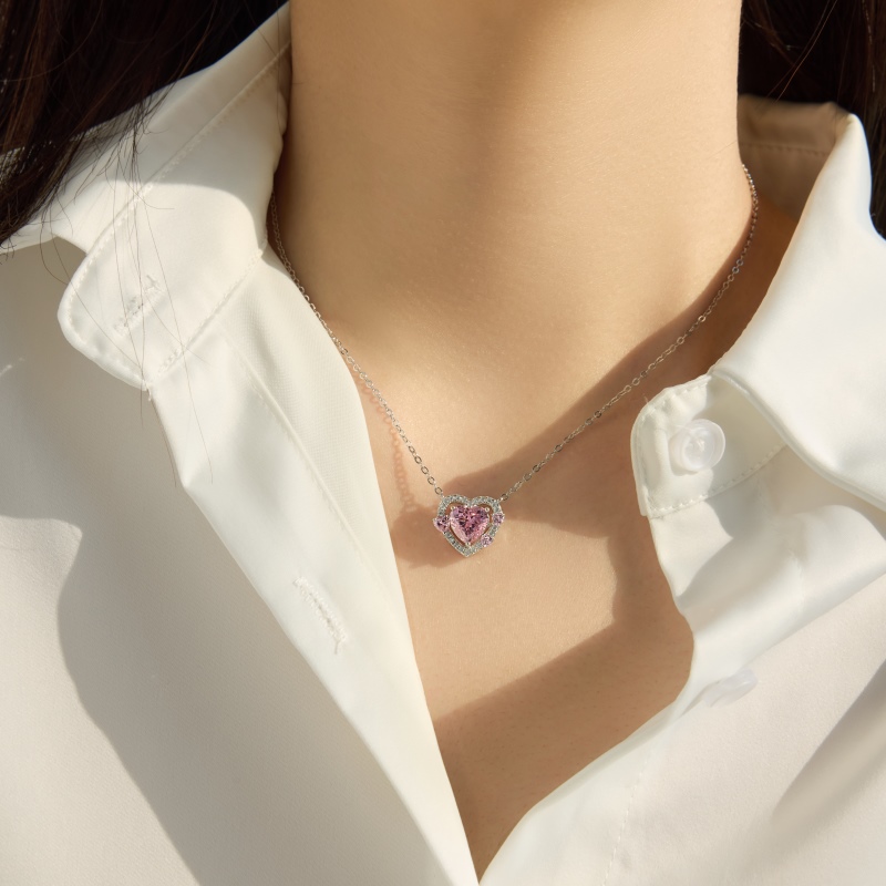 925 Sterling Silver Cubic Zirconia Heart Necklace - Image 3