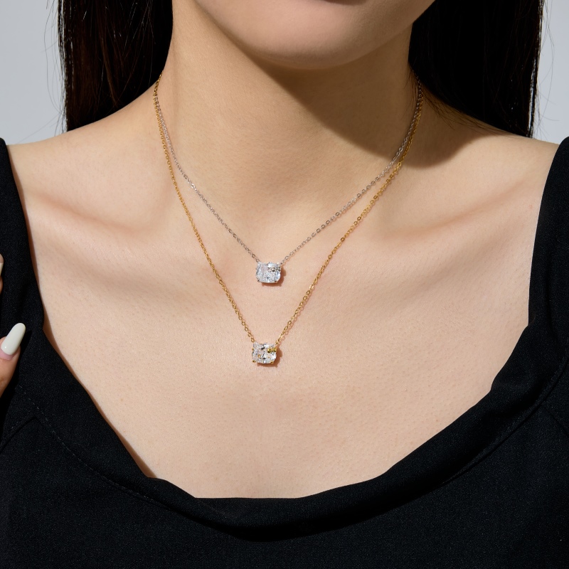 925 Sterling Silver 18K Gold Plated Cubic Zirconia Necklace