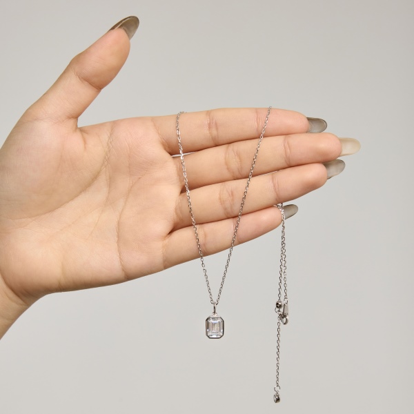925 Sterling Silver 18K Gold Plated Cubic Zirconia Necklace - Image 5