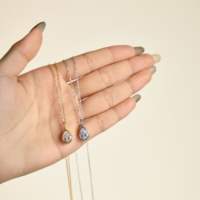 925 Sterling Silver 18K Gold Plated Cubic Zirconia Necklace