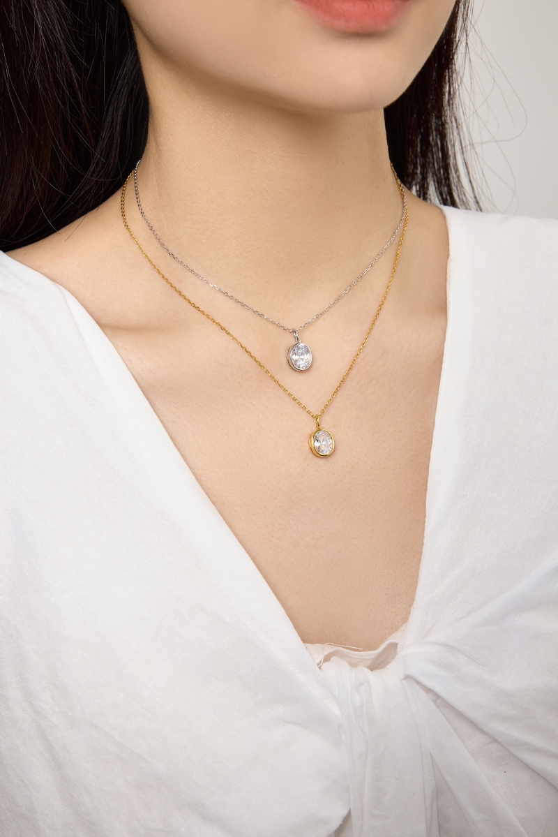 925 Sterling Silver 18K Gold Plated Cubic Zirconia Necklace