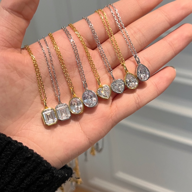 925 Sterling Silver 18K Gold Plated Cubic Zirconia Necklace - Image 3