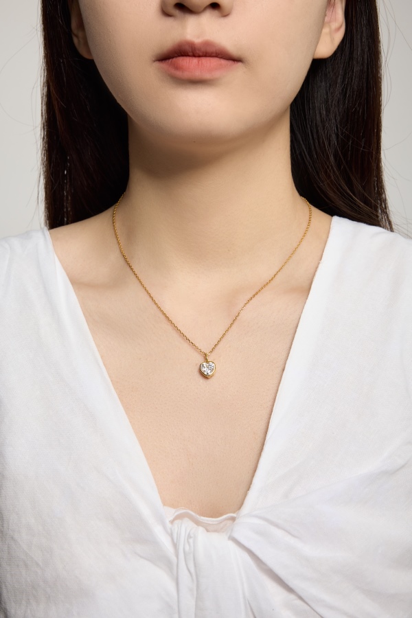 925 Sterling Silver 18K Gold Plated Cubic Zirconia Necklace - Image 5