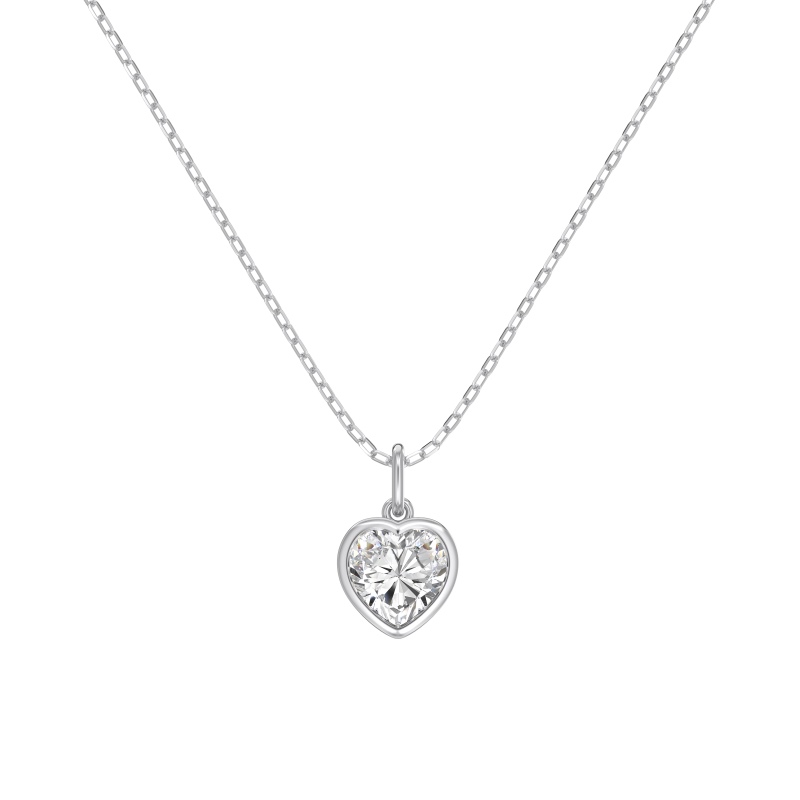 925 Sterling Silver Cubic Zirconia Heart Necklace
