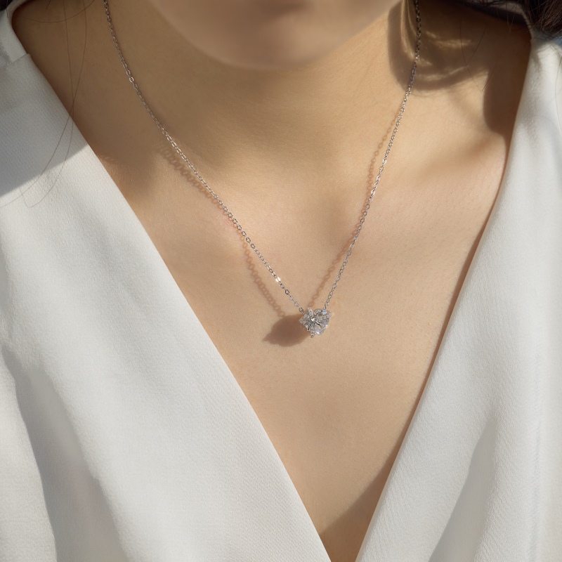 925 Sterling Silver Cubic Zirconia Heart Necklace