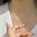 925 Sterling Silver 18K Gold Plated Cubic Zirconia Necklace