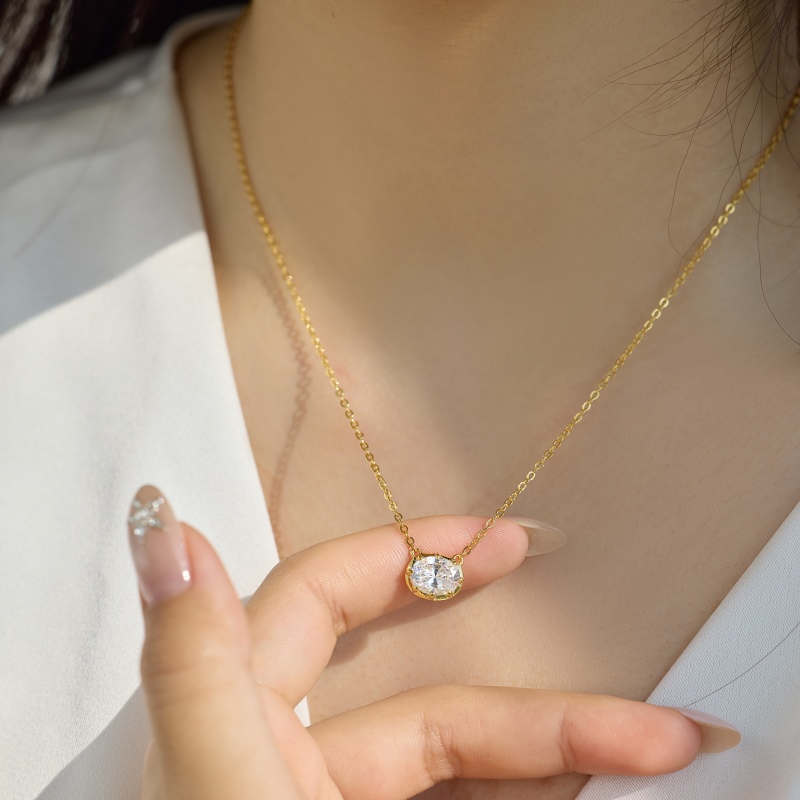 925 Sterling Silver 18K Gold Plated Cubic Zirconia Necklace