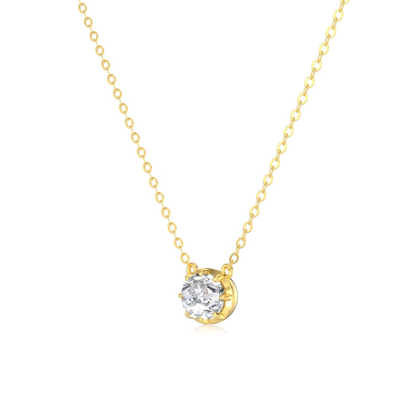 925 Sterling Silver 18K Gold Plated Cubic Zirconia Necklace - Image 3