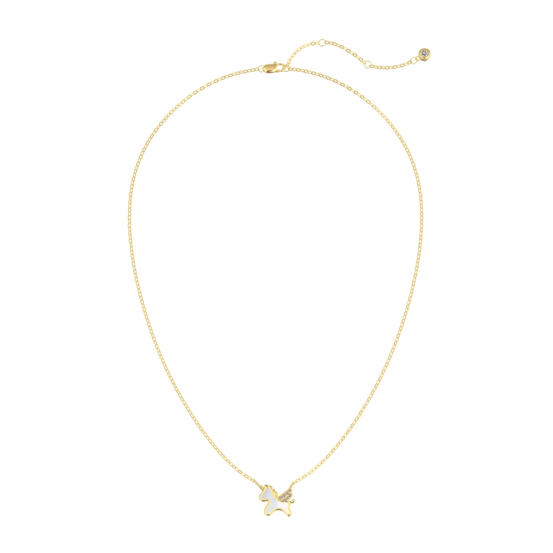 925 Sterling Silver 18K Gold Plated White Shell Unicorn Necklace