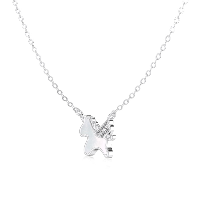 925 Sterling Silver Cubic Zirconia Unicorn Necklace