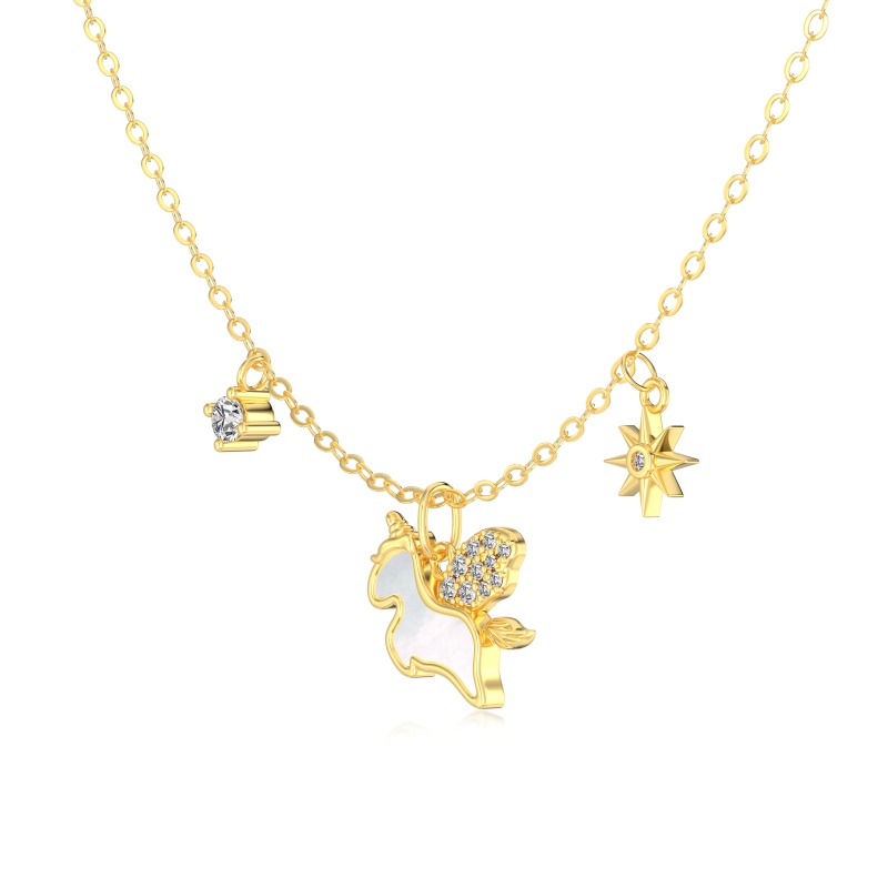 925 Sterling Silver 18K Gold Plated Cubic Zirconia Necklace