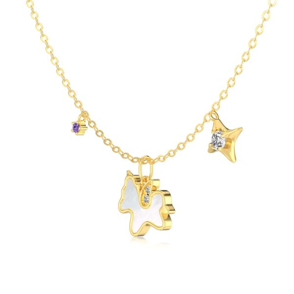 925 Sterling Silver 18K Gold Plated Cubic Zirconia Necklace