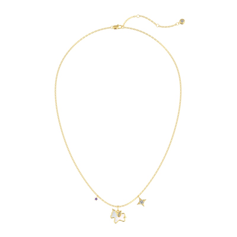 925 Sterling Silver 18K Gold Plated Cubic Zirconia Necklace - Image 2