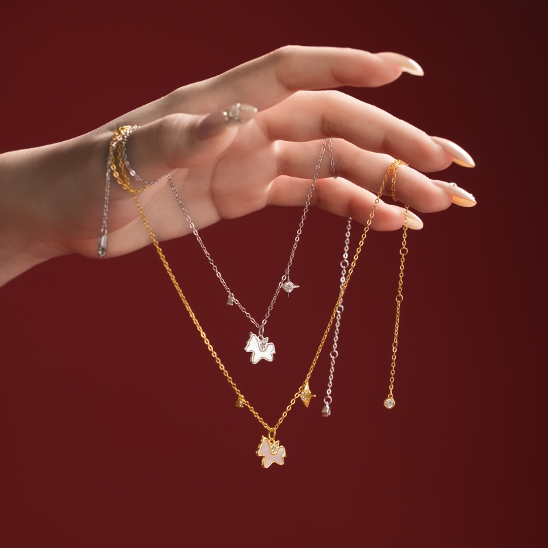 925 Sterling Silver 18K Gold Plated Cubic Zirconia Necklace - Image 3