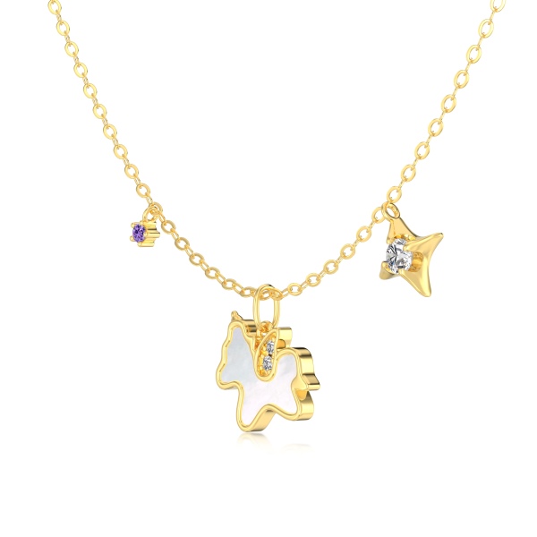 925 Sterling Silver 18K Gold Plated Cubic Zirconia Necklace - Image 4