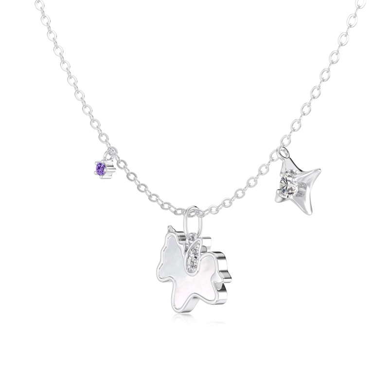 925 Sterling Silver Cubic Zirconia Unicorn Necklace