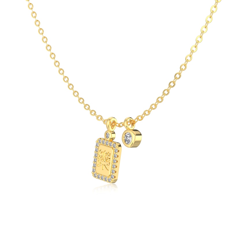 925 Sterling Silver 18K Gold Plated Cubic Zirconia Necklace