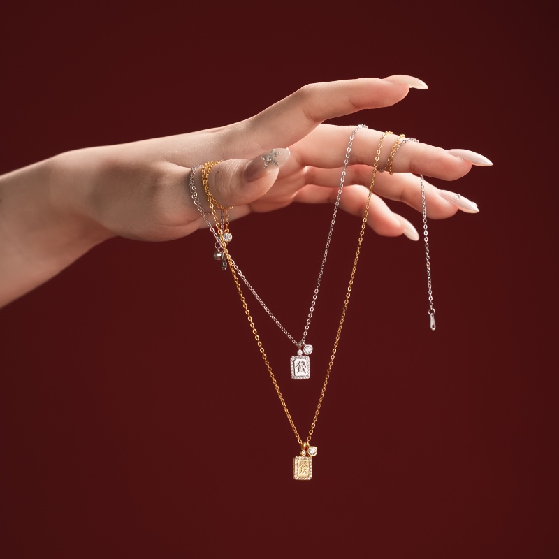 925 Sterling Silver 18K Gold Plated Cubic Zirconia Necklace - Image 2