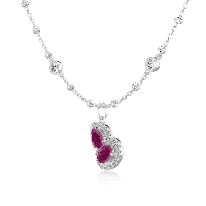925 Sterling Silver Cubic Zirconia Pear Cut Necklace