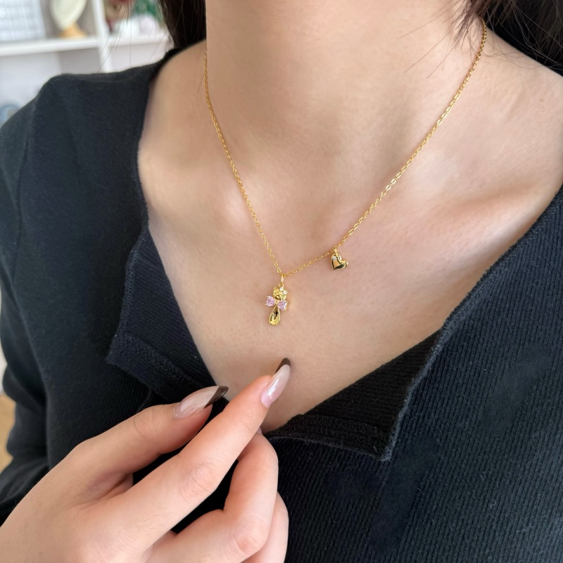 925 Sterling Silver 18K Gold Plated Cubic Zirconia Necklace