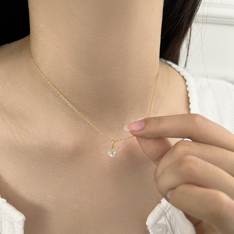 925 Sterling Silver 18K Gold Plated Cubic Zirconia Necklace