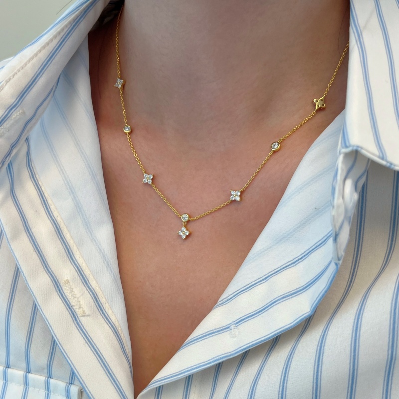 925 Sterling Silver 18K Gold Plated Cubic Zirconia Necklace