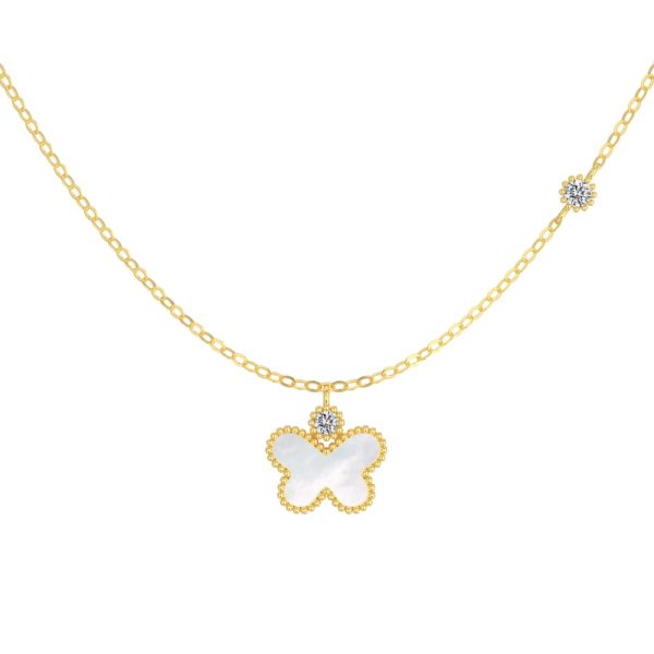 925 Sterling Silver 18K Gold Plated Cubic Zirconia Necklace