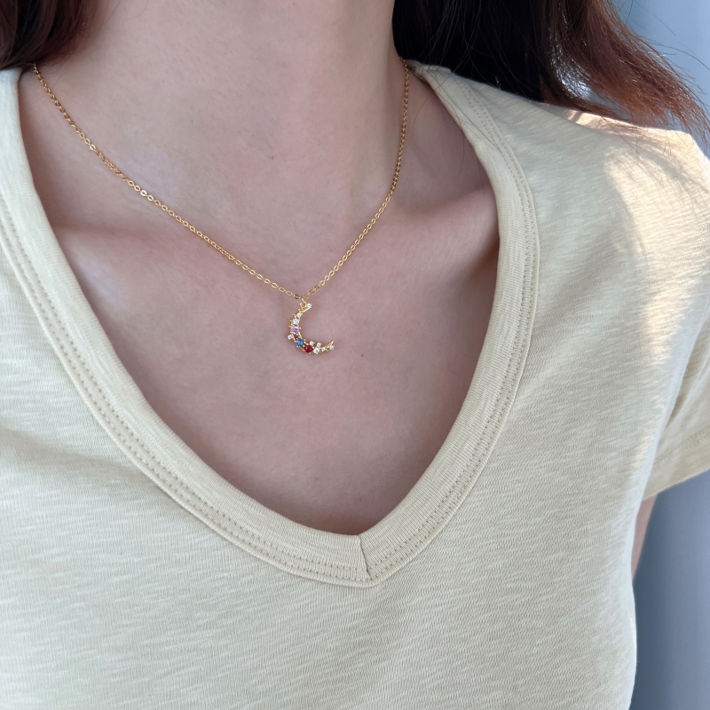 925 Sterling Silver 18K Gold Plated Cubic Zirconia Necklace
