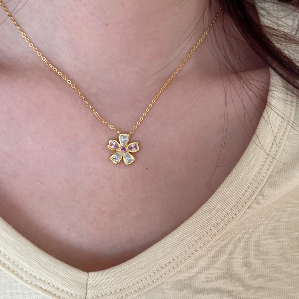 925 Sterling Silver 18K Gold Plated Cubic Zirconia Necklace - Image 4