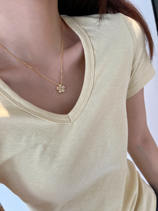 925 Sterling Silver 18K Gold Plated Cubic Zirconia Necklace - Image 5