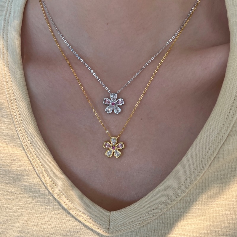 925 Sterling Silver Cubic Zirconia Pear Necklace - Image 2