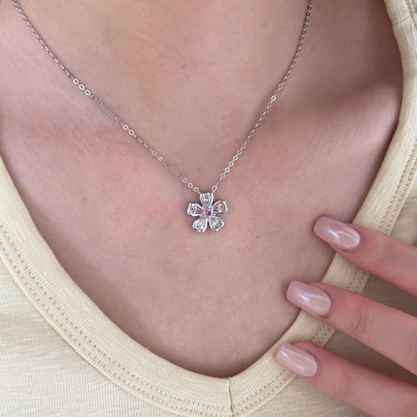 925 Sterling Silver Cubic Zirconia Pear Necklace - Image 5