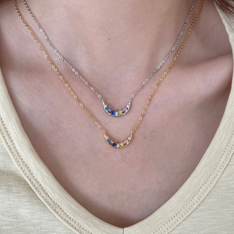 925 Sterling Silver 18K Gold Plated Cubic Zirconia Necklace - Image 2