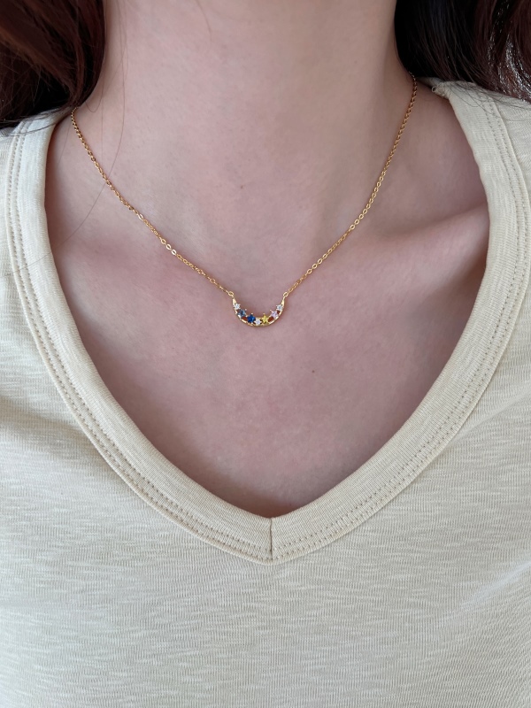 925 Sterling Silver 18K Gold Plated Cubic Zirconia Necklace - Image 5