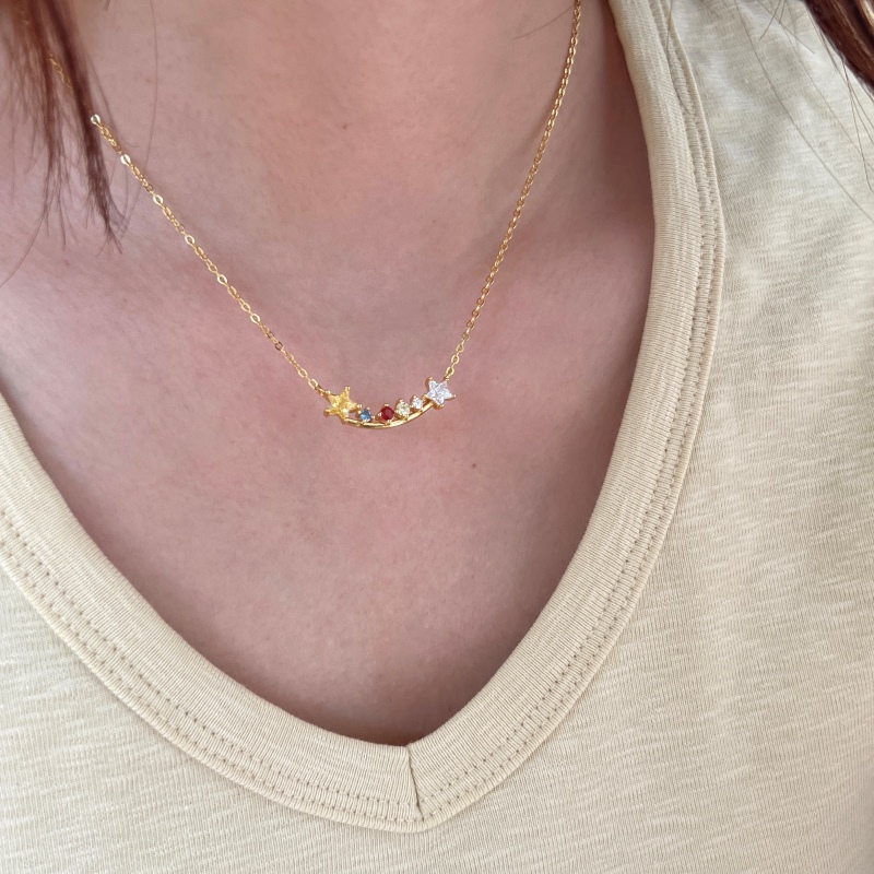 925 Sterling Silver 18K Gold Plated Cubic Zirconia Necklace