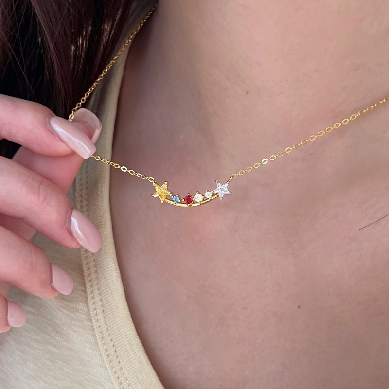 925 Sterling Silver 18K Gold Plated Cubic Zirconia Necklace - Image 2