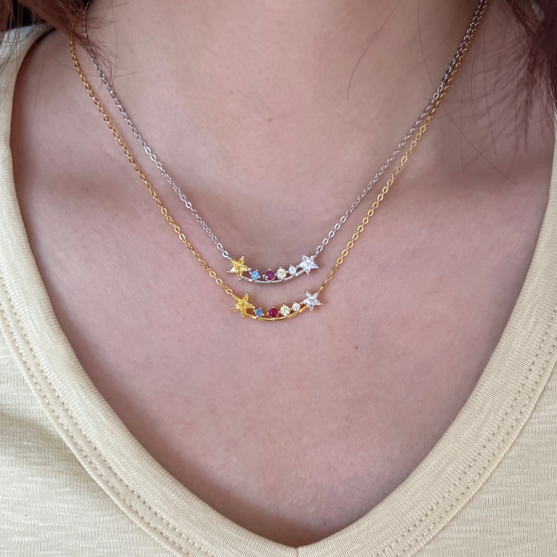 925 Sterling Silver 18K Gold Plated Cubic Zirconia Necklace - Image 3