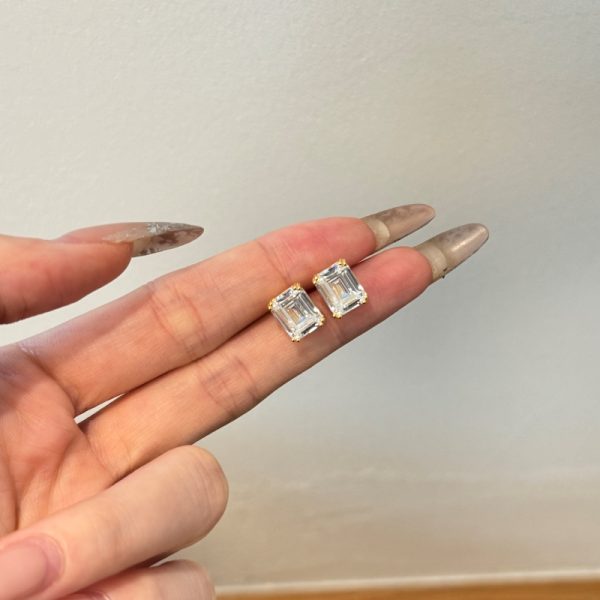 925 Sterling Silver 18K Gold Plated Cubic Zirconia Earrings