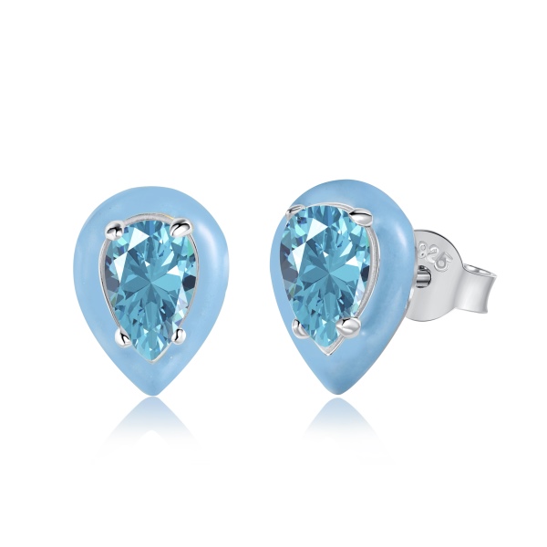 925 Sterling Silver Cubic Zirconia Pear Cut Earrings - Image 4