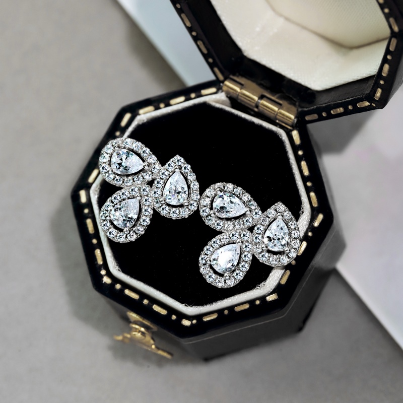 925 Sterling Silver Cubic Zirconia Pear Earrings - Image 2