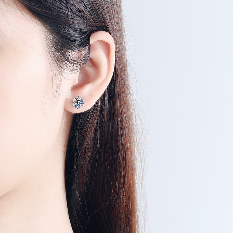 Moissanite 925 Sterling Silver Stud Earrings - Image 3
