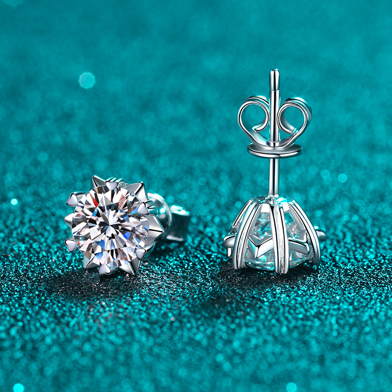 Moissanite 925 Sterling Silver Stud Earrings - Image 2