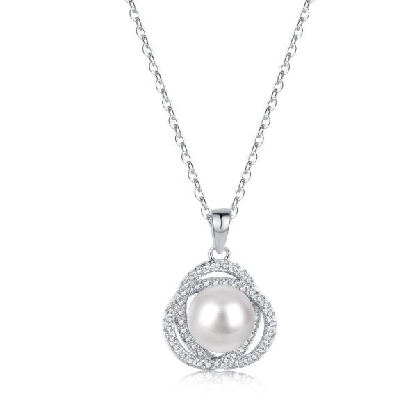 925 Sterling Silver Cubic Zirconia Pearl Necklace