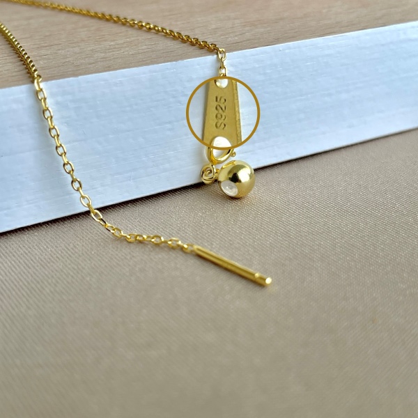 925 Sterling Silver 18K Gold Plated Necklace - Image 5